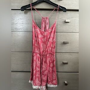 Abercrombie & Fitch Red and White Tie Romper